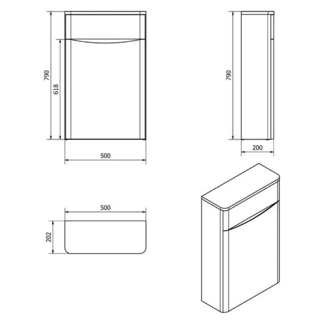 Cassellie Bali Graphite Oak Back To Wall WC Unit 500mm - Image 4