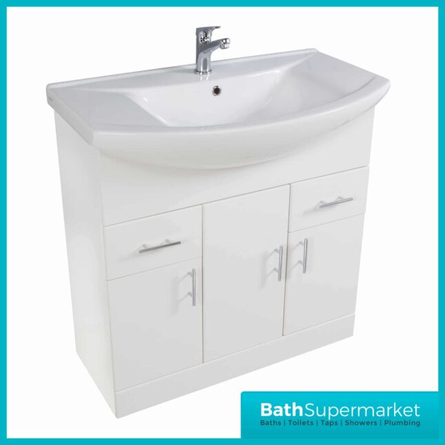 Manza 950MM Gloss White Vanity Unit And Basin