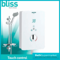 Bristan Bliss White Gloss Digital Display Electric Shower & Riser Kit 8.5Kw-9.5Kw-10.5kw Power