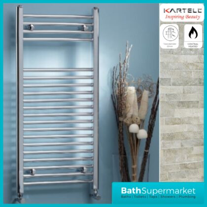 K-Rail Chrome Straight Towel Rail 300mm Wide - Various Heights