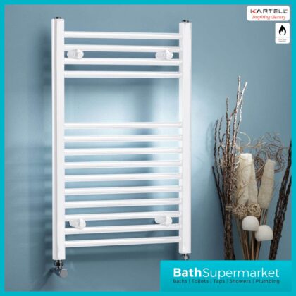 Kartell K-Rail White Straight Towel Rail 400mm Wide