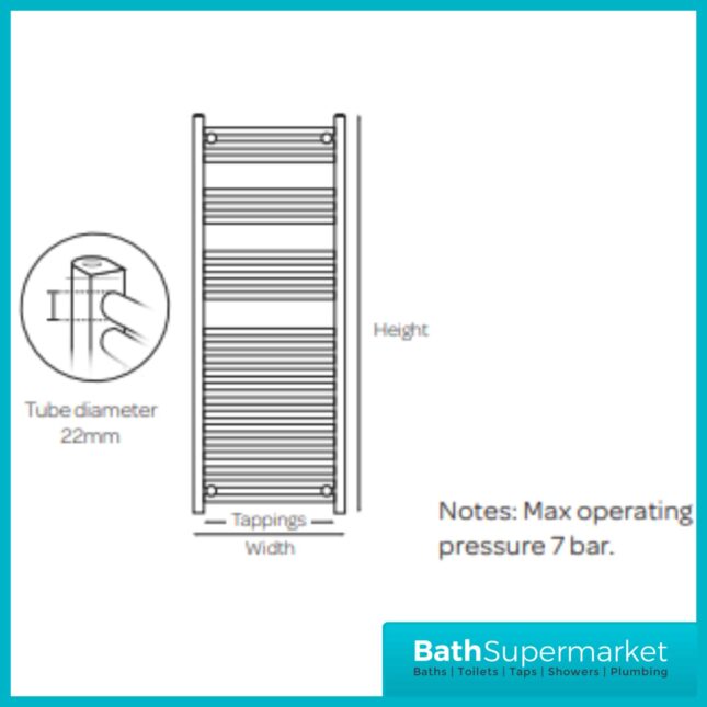 Kartell K-Rail White Straight Towel Rail 400mm Wide - Various Heights - Image 3