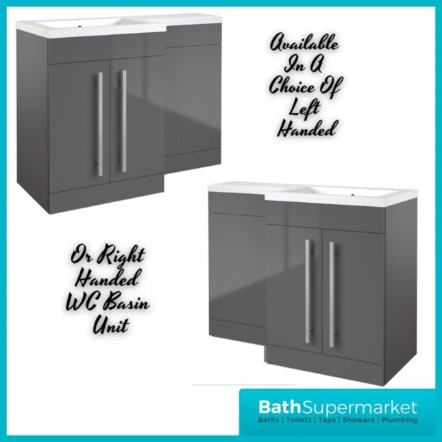 Kartell Matrix Storm Grey 2 Drawer L Shaped Bathroom Furniture Pack 1100mm – LH/RH