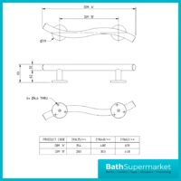 Fitzroy Of London Nymas Polished Stainless Steel Luxury Curved Grab Rail 480mm