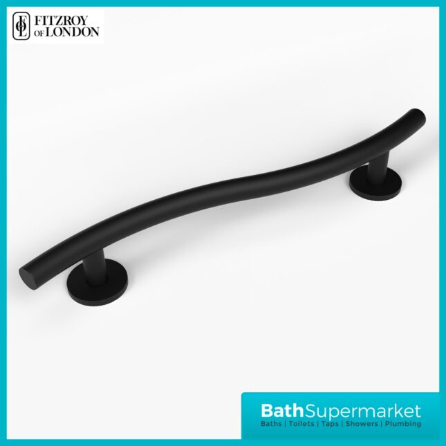 Fitzroy Of London Nymas Matt Black Luxury Curved Steel Steel Grab Rail 620mm