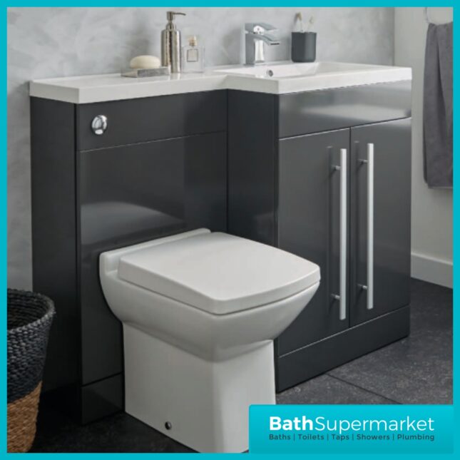 Kartell Matrix Storm Grey 2 Drawer L Shaped Bathroom Furniture Pack 1100mm – LH/RH