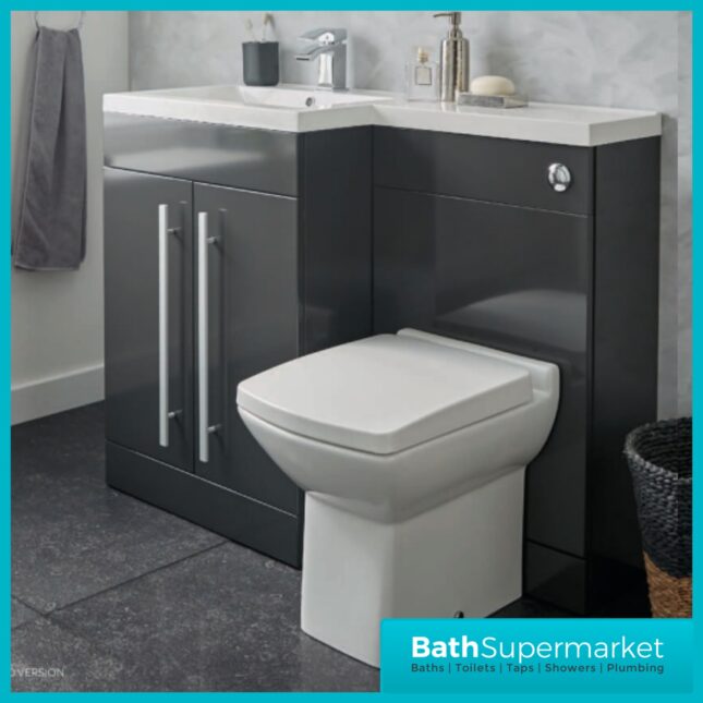 Kartell Matrix Storm Grey 2 Drawer L Shaped Bathroom Furniture Pack 1100mm – LH/RH