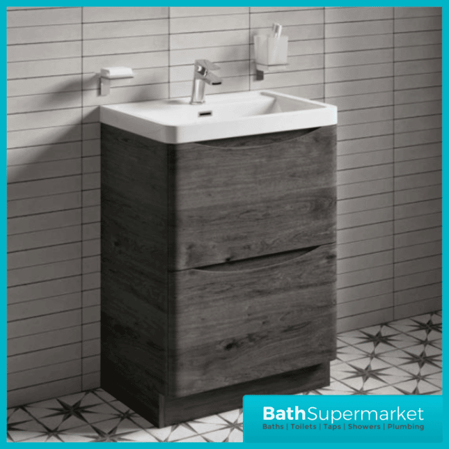 Cassellie Bali Graphite Oak Floor Standing Vanity Unit 600mm