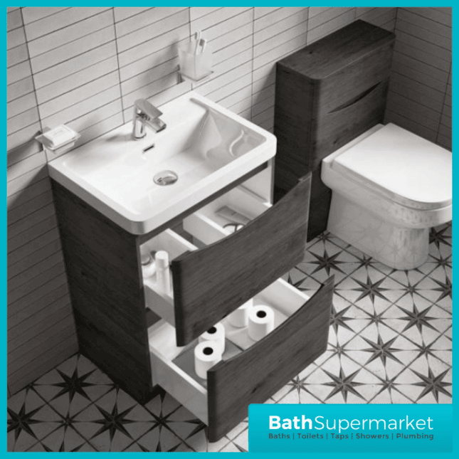 Cassellie Bali Graphite Oak Floor Standing Vanity Unit 600mm