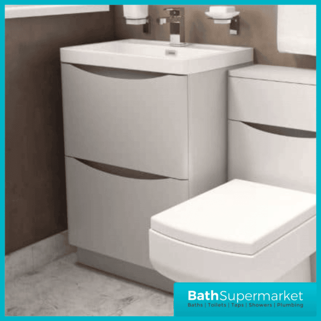 Cassellie Bali Grey Floor Standing Vanity Drawer Basin Unit 600mm - Image 4