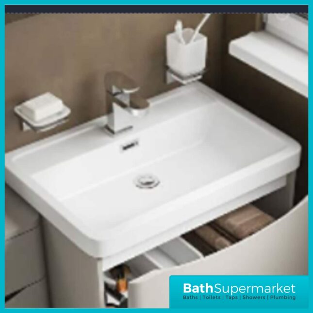 Cassellie Bali Grey Wall Hung Vanity Drawer Unit & Basin 600MM GRYWMC594B - Image 4