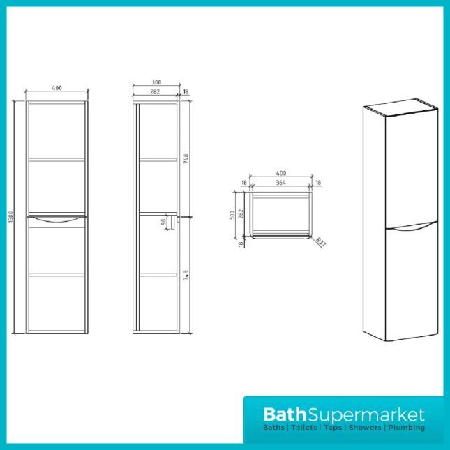 Cassellie Bali Grey Wall Mounted Tall Storage Unit
