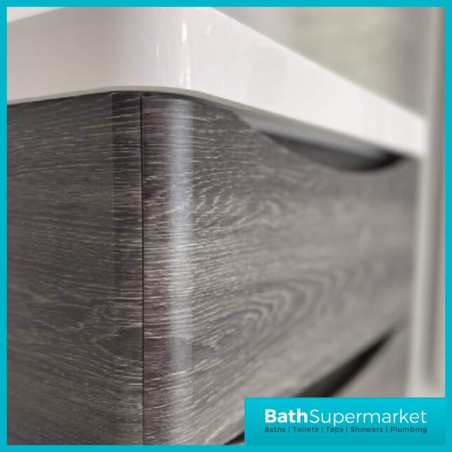 Cassellie Bali Graphite Oak Wall Mounted Unit & Basin 600mm