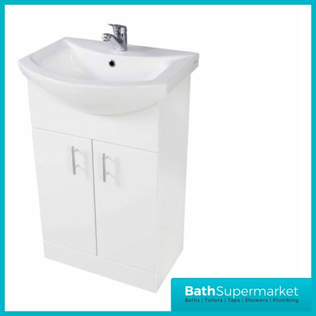 Manza 550MM Gloss White Vanity Unit And Basin