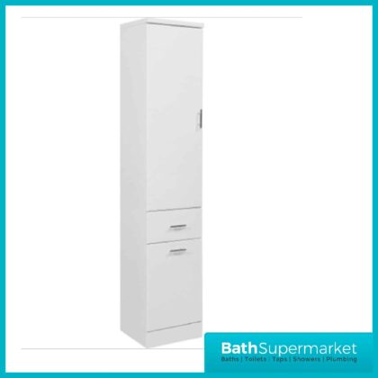 Manza Gloss White Floor Standing Tall Storage Unit-1900mm