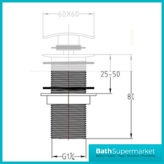 Matt Black Unslotted Click Clack Basin Waste