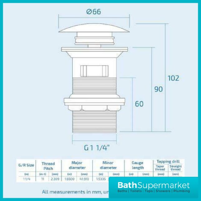 Mono Black Slotted Push Button Pop-Up Basin Waste