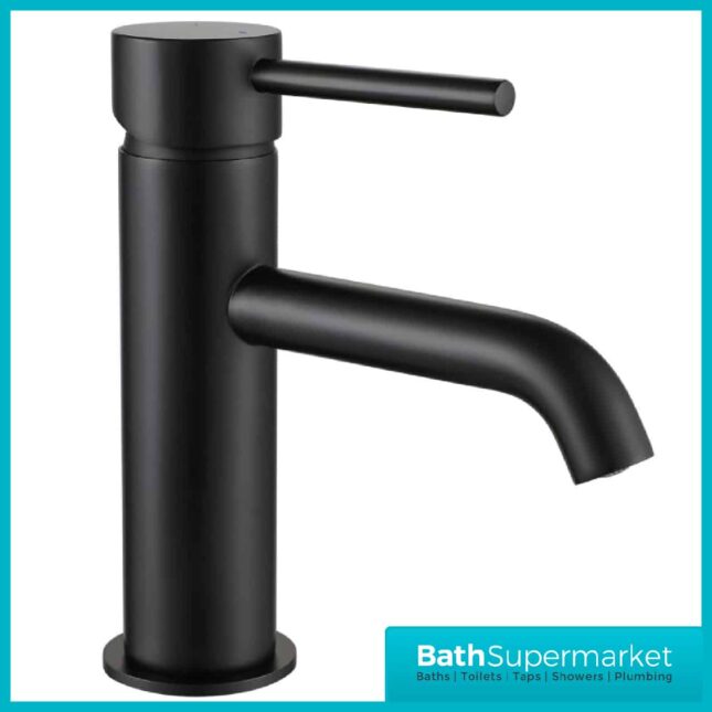 Refresh Round Matt Black Basin Mono Tap-Clicker Waste