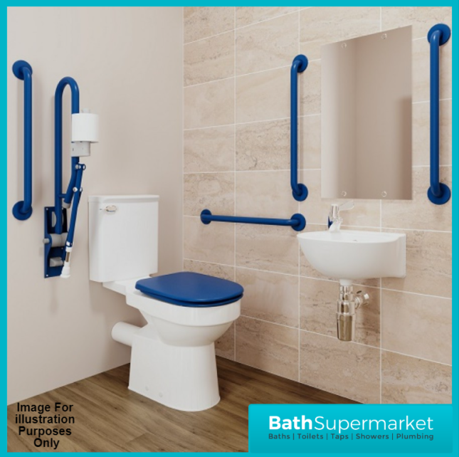 Access Dark Blue Steel Mobility Straight Grab Bar Rail 600mm - Image 2