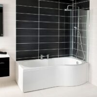 Titan 1700mm P Shape Shower Bath-Left-Right Hand- Single Screen