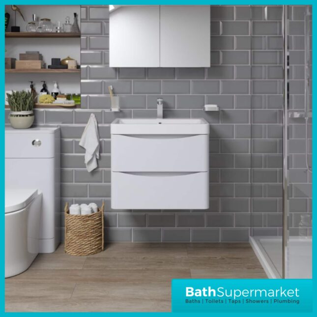 Sognare Bella White Gloss Wall Hung Vanity Unit & Basin 600mm - Image 3