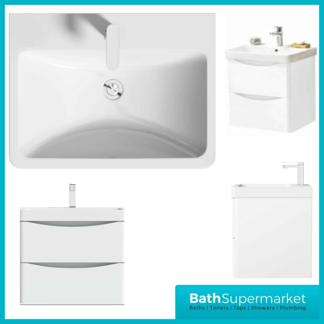 Sognare Cella White Gloss Wall Hung Vanity Unit & Basin 600mm