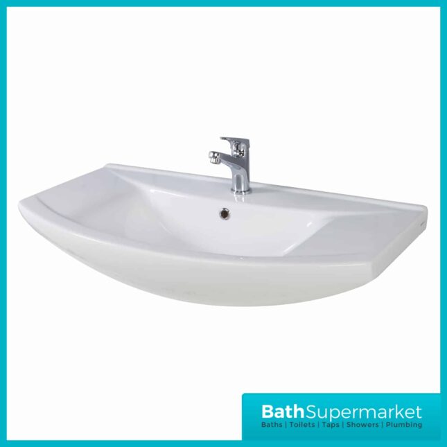 Manza Gloss White Vanity Unit And Ceramic Basin 850mm