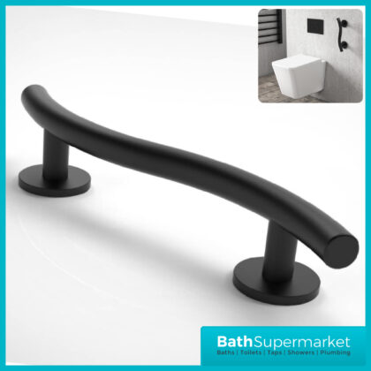 Nymas Luxury Curved Stainless Steel Grab Rail 620mm Black