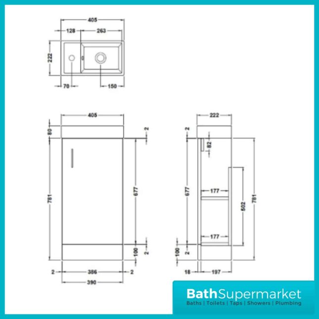 Premier Vault 405MM Grey Avola Floor Standing Unit & Basin | MIN003