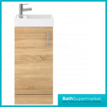 Premier Vault Natural Oak Floor Standing Unit & Basin 405mm