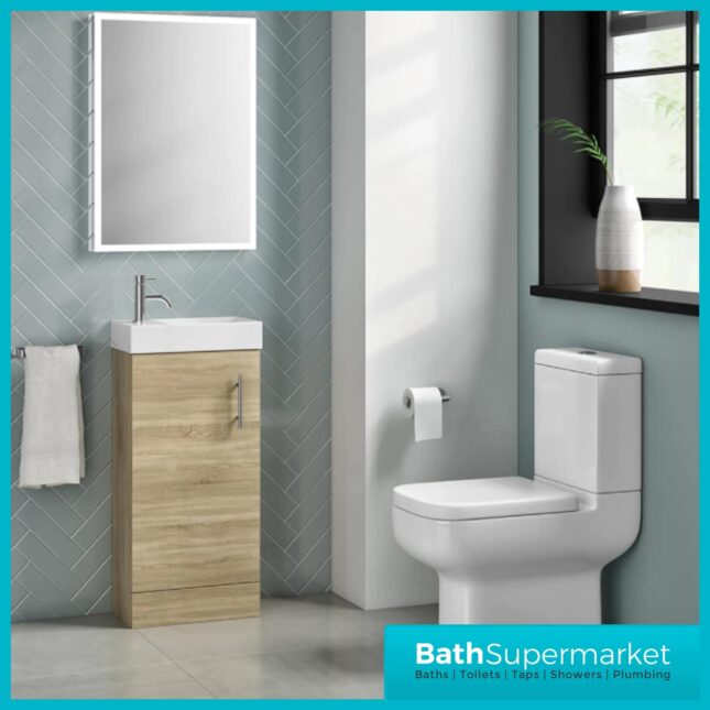Premier Vault Natural Oak Floor Standing Unit & Basin 405mm - Image 5