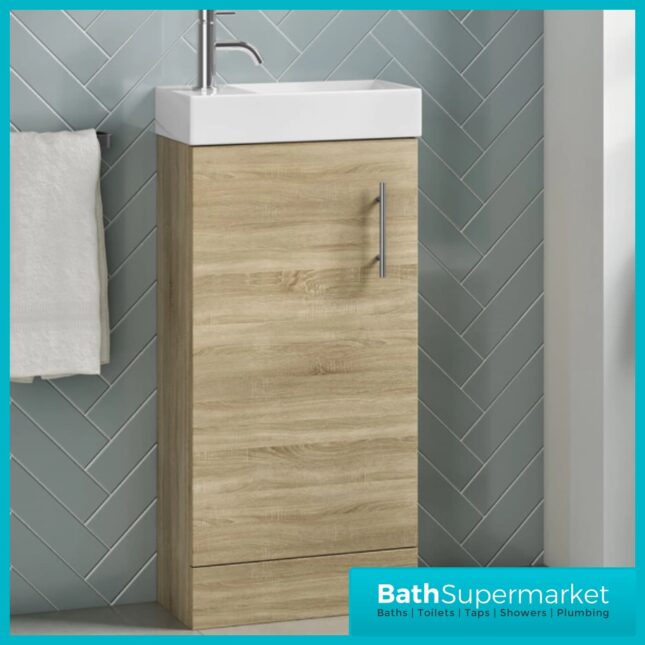 Premier Vault Natural Oak Floor Standing Unit & Basin 405mm - Image 6