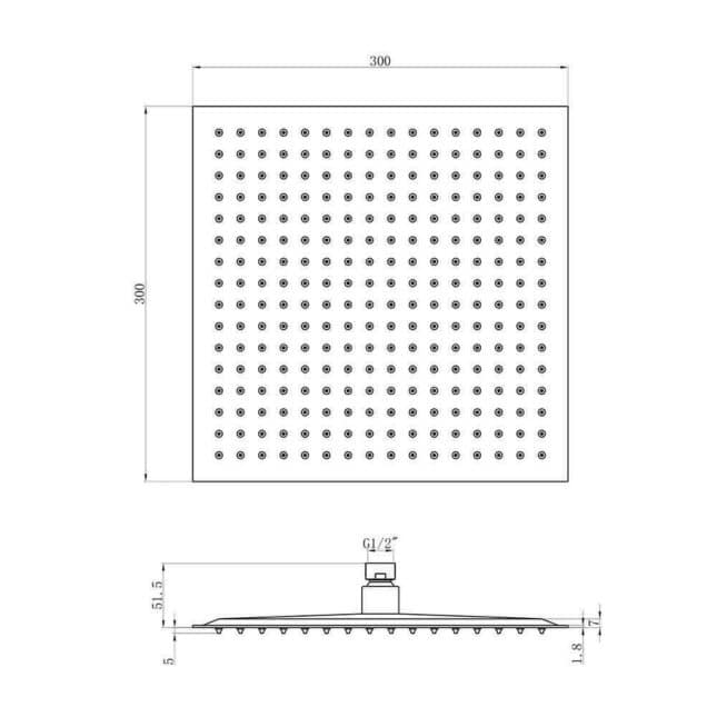 Mono Black Square Stainless Steel Head 300mm - Image 4