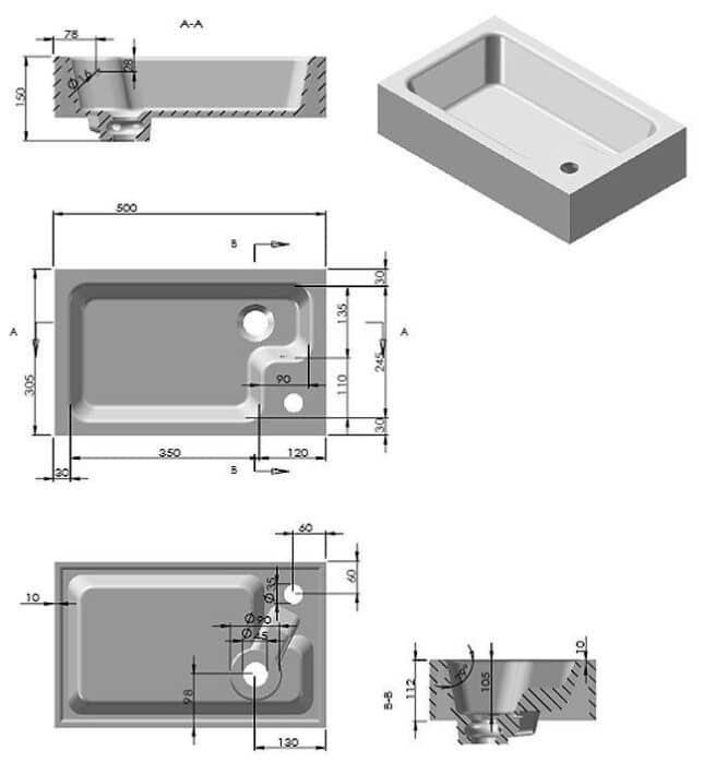 Caroni White Space Saving Toilet with Sink On Top 500mm - Image 4