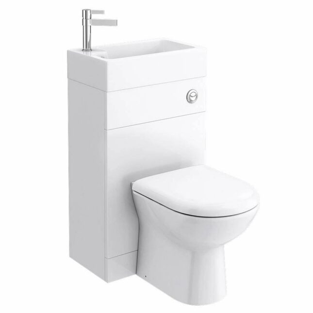 Caroni White Space Saving Toilet with Sink On Top 500mm - Image 2