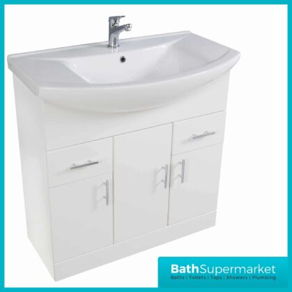 Manza 750MM Gloss White Vanity Unit And Basin