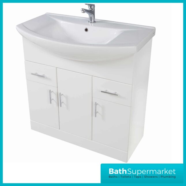 Manza 750MM Gloss White Vanity Unit And Basin
