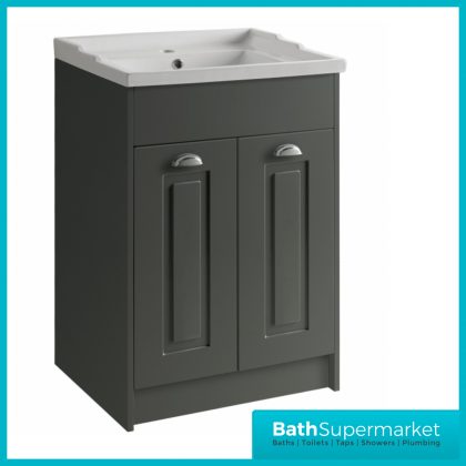 Kartell Astley Matt Grey Traditional Floor Standing 2 Door Unit and Basin 600mm