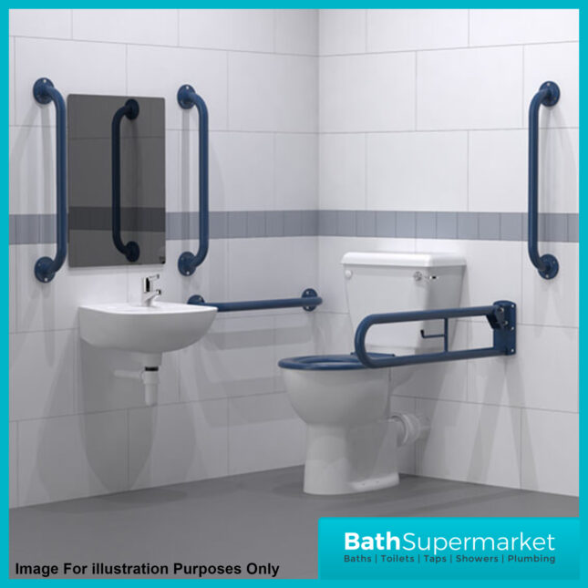 Access Dark Blue Steel Mobility Straight Grab Bar Rail 600mm