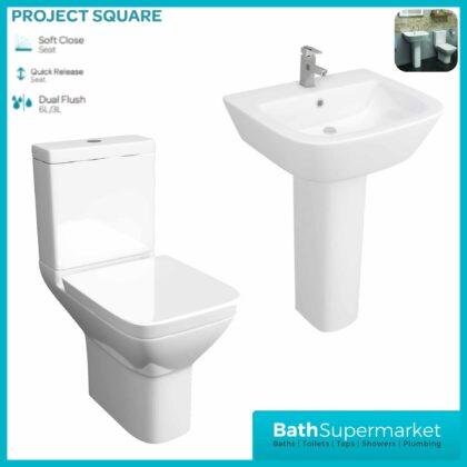 Project Square Toilet & Basin Set Short Projection