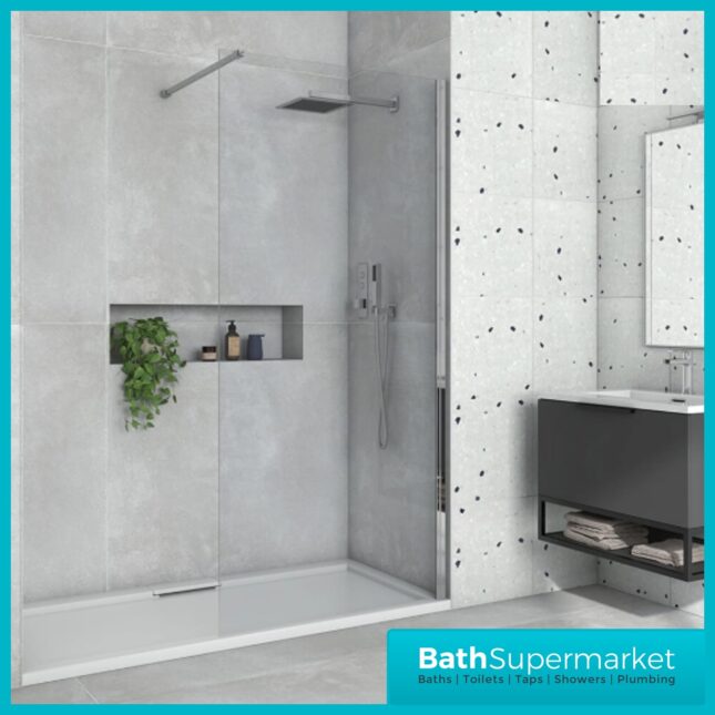Sognare i8 8mm Easy Clean Glass Wetroom Panel 2m Tall - 600mm -1200mm Width