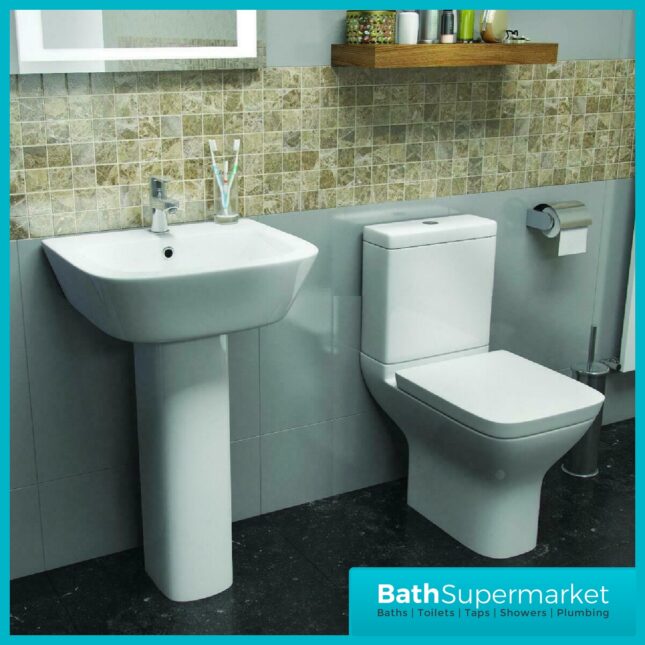 Kartell Project Square Short Projection Toilet & 550mm Basin Set - Image 2