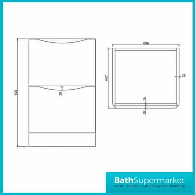 Sognare Cella 500mm High Gloss White Floor Standing Vanity Unit & Basin