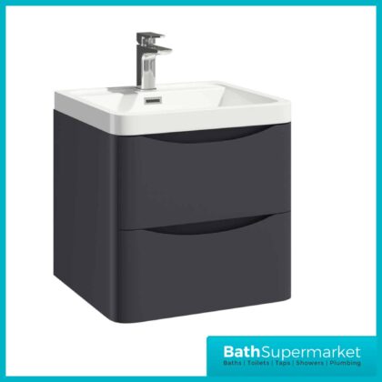 Sognare Matt Grey Wall Hung Vanity Drawer Unit & Basin 500mm Width