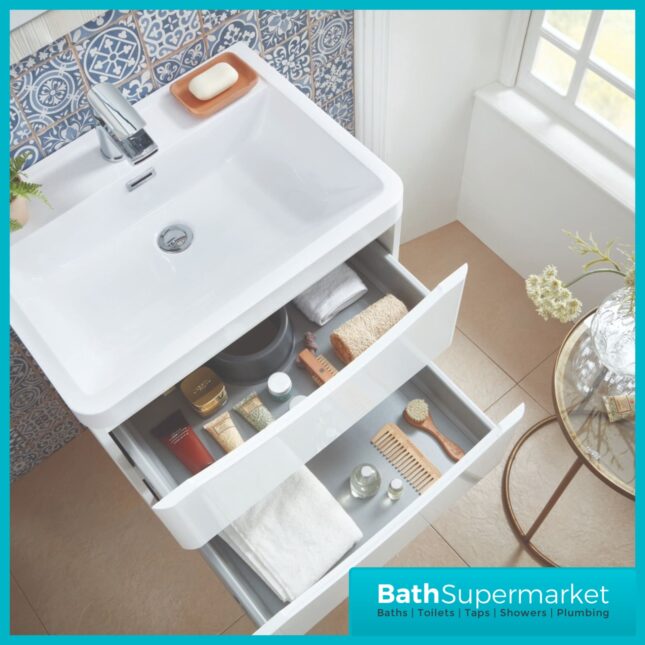 Sognare Matt Grey Wall Hung Vanity Drawer Unit & Basin 500mm Width