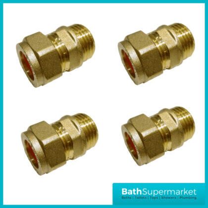 15mm x 1/2 in BSP Male Straight Coupler Brass Compression Fitting ( Pack 4)