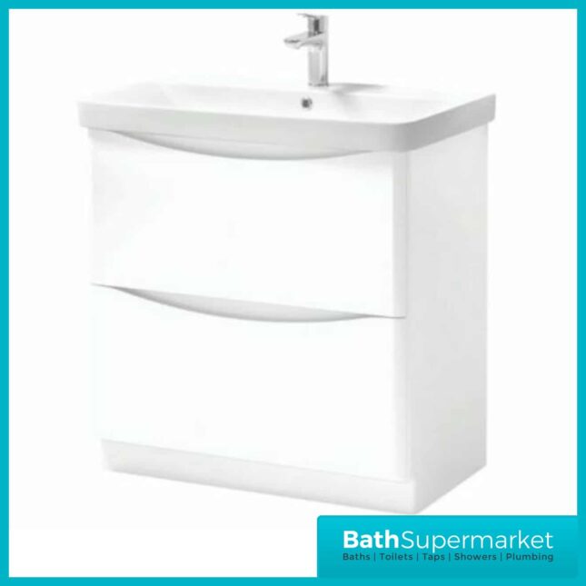 Kartell Arc White Gloss Floorstanding Drawer Unit 800mm & Basin - Image 2