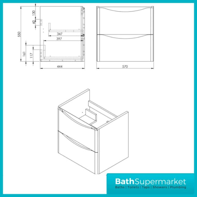 Kartell Arc White Gloss Wall Mounted Drawer Unit 600mm & Basin - Image 4