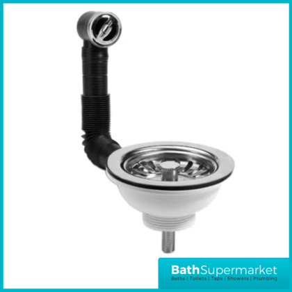 Stainless Steel Basket Strainer Kitchen Sink Waste with Overflow