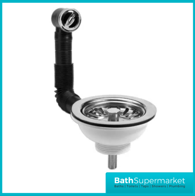 Stainless Steel Basket Strainer Kitchen Sink Waste with Overflow